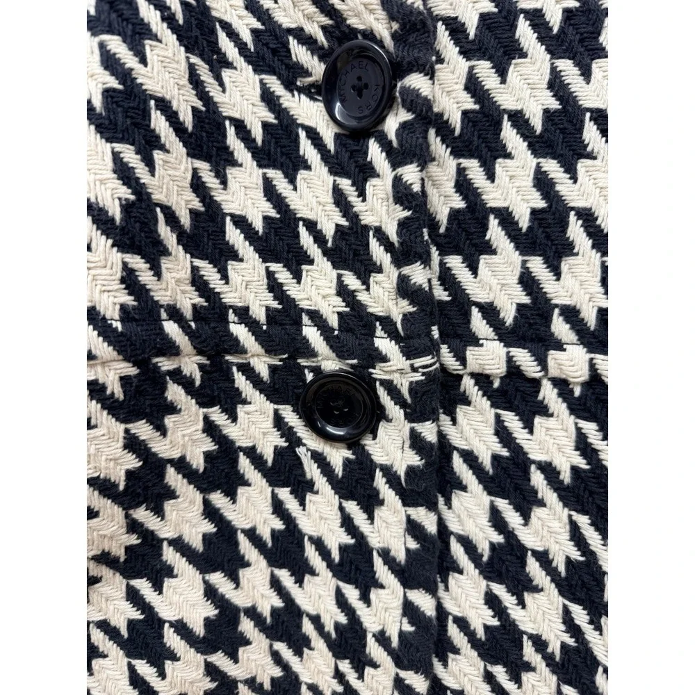 Michael‎ Michael Kors Houndstooth Quilted Crop Jacket Black Cream Size P #36